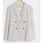 Anthropologie Dolan Blazer Womens Small Anna Linen Blend Striped Double Breasted Photo 1