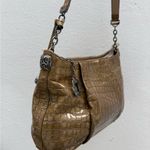 Brighton Croc Olive‎ Green Shoulder Bag Purse Zipper Charm And Dust bag B Tan Photo 1