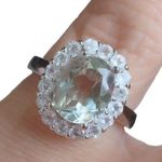Amethyst Green  and White Topaz 925 Sterling Silver Ring Sz 6 Photo 2