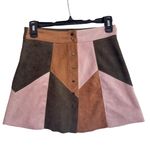 Raga Color block Faux Suede Patchwork Micro Mini Skirt Small Retro Vibes Photo 2