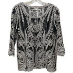 Ultra Pink Lace Sheer Embroidered Top Black Size Medium Photo 0