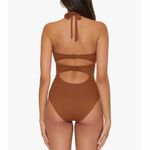Soluna Swim Standard Buckle Up One Piece Bandeau Swimsuit Medium Bronze Brown Photo 3