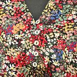 Entro  | Floral V Neck Button Front Long Balloon Sleeve Chiffon Mini Dress, S Photo 3