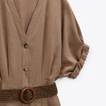 ZARA Linen Brown Jumpsuit Romper  Photo 7