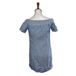 J. Crew Factory Off the Shoulder Dress Striped Linen Blue White Size 00 Photo 1