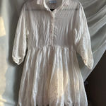 AQUA KRISTOPHER BROCK Lace Eyelet White Mini Dress Small Romantic Cottage Femme Photo 0