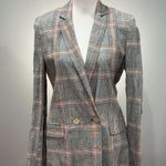 Bershka SALE! Gray  Plaid Long Linen Blend Blazer Size S EUC Photo 0