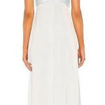 LPA  Shirred Cross Front Gown Blue Maxi Dress Size Small Front Slit Ruched Sz S Photo 0