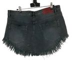 One Teaspoon 4040 Skirt With Low Waist & Raw Hem Size 27 black Denim button fly Photo 6