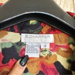 Vintage EJHarper Red Floral Scallop Neckline Button Down Size 8 Photo 3