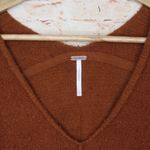 Free People  | Cozy Burnt Butter Bubble Sleeve V-Neck Sweater Photo 4