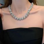 SILVER CRYSTAL SQUARE TENNIS ISIS CHAIN 18" Photo 1