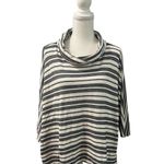 Andree by Unit Black Off White Striped Cowl Neck Crop Lightweight Sweater M Photo 1