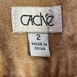 Cache  Suede Pants with Hand Crochet Peekaboo Insert at Bottom Camel Tan Sz 2 Photo 2