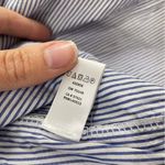 Loft  Blue & White Striped Off Shoulder Embroidered Floral Appliqué Womens Top M Photo 6