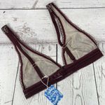 Free People Intimately Alia Bralette Bra X-Small Bordeaux Floral Lace Lingerie Photo 3