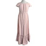 Free People  Roucha Denim Maxi Dress Pink Pale Mauve Retro 70s Dainty Large Photo 5