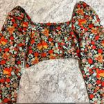 VERO MODA Green and Orange Floral Crop Top Photo 0