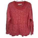 Pilcro Anthropologie  Jasmine Chunky Cable Knit Sweater Small Pink Cotton Blend Photo 0