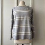 Banana Republic  Light Gray Striped Cream Sweater Photo 1