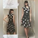 Tracy Reese | Abstract Midi Dress Asym Neckline Black Ecru | M Photo 1