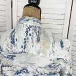 Chico's Chico’s Watercolor Linen Blend Open Front Topper Jacket White Blue Small Photo 6