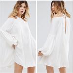 Free People  Drift Away White Cold Shoulder Balloon Sleeves Tunic Dress Medium Photo 13