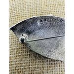 Trifari Vintage‎  Brooch Silver Tone Leaf Brushed Signed 2 1/4" Photo 3