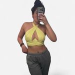 For Love & Lemons Rana Cropped Cross Front Open-Back Top In Yellow Photo 3