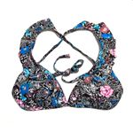 Shade & Shore Ruffle Bralette Cross Back Bikini Top Black Floral NWOT S Photo 1