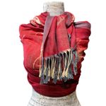 Reversible Red & Tan Butterfly Star Woven Pashmina Shawl Wrap Photo 1
