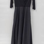 Alfred Sung Maxi Dress Womens 8 Black Ballet Top Taffeta Skirt V-Neck 3/4 Sleeve Photo 12