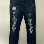 American Eagle Outfitters Dark Wash Distressed Cropped Jeans Photo 0