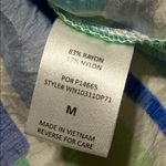 Timing  size medium andora geometric print button down top royal blue green nwt Photo 4