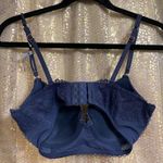 Aerie  Navy Blue Real Power Plunge Push Up Sunflower Lace Bra 32D NWT Photo 1