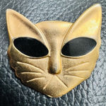Source Unknown Vintage Gold and Black Cat Face Brooch Photo 0