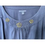 Tommy Hilfiger  Navy Blue 3/4 Sleeve Top Sequin & Bead Detail Neckline Size 2X Photo 6