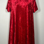 L&B Red Velour Swing Dress Size Small Valentines Photo 0