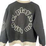 PacSun Playboy by  "Play With Me" Sweatshirt M Black Cream Pullover Crewneck Logo Photo 5