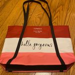 Kate Spade NWOT Clinique x Kate Spade Hello Gorgeous Red Pink White Stripe Tote Bag Photo 0