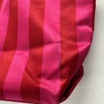 Victoria's Secret  Pink Red Striped Tote Bag Bling Jeweled Logo Black Handles Photo 3