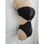 MICHAEL KORS BLACK OPEN SIDES ONE PIECE SWIMSUIT 8 Optional Straps Bandeau Pads Photo 2