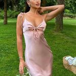 ZARA  dress maxi satin effect slip dusty pink tied wedding party evening Photo 6