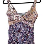Lands' End Underwire Floral Paisley Tankini Top Swimsuit Bathing Suit 10 Photo 0