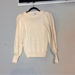 525 America 525 Sweater Pullover Crewneck Puff Sleeves Cream Ivory Beige Cotton Size Small Photo 2