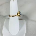 Gold Marbled Black White Triangle Stone Ring Sz 6 Photo 3