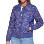Levi's Diamond Quilted Bomber Jacket in Blue & Red Paisley Womens Size M NWT Photo 0