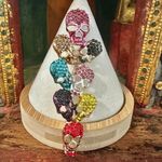 Rainbow Skull Rhinestone Statement Brooch Pin Photo 0