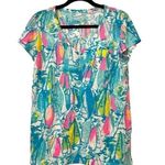 Lilly Pulitzer  Beach and Bae Sailboat V Neck Tee Small Short Sleeve Womens Photo 0