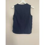 J.Crew  Women's Navy Blue Sleeveless Embroidered Linen Blend Top Size 4 Boho Chic Photo 4